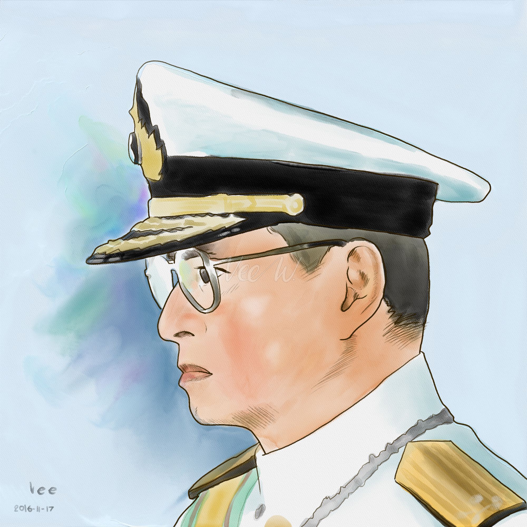 ภาพสีน้ำ digital ในหลวง ร.9